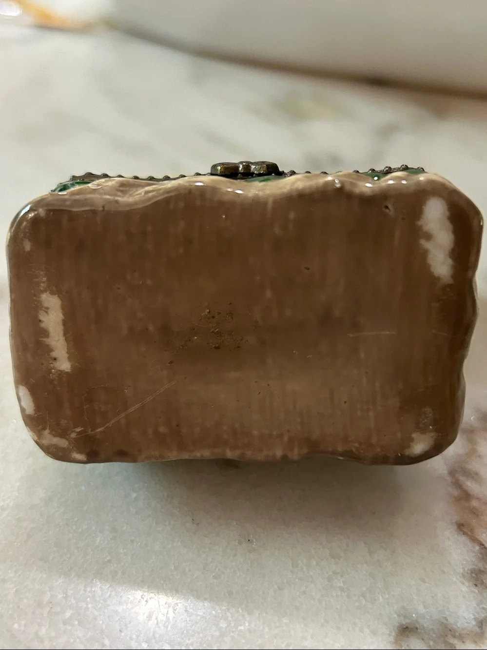 Vintage Hand Painted Porcelain Railway Steam Engine Hinged Trinket Box Train